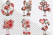 Whimsical Valentine Flamingo Clipart, an Illustration by SVGArt (Thumbnail 4 of 8)