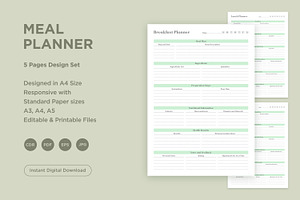 Meal Planning Pages Set V-08, a Stationery Template by shahsoft
