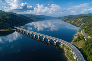 Bridge over a river in the mountains, a Photo by Beautiful things
