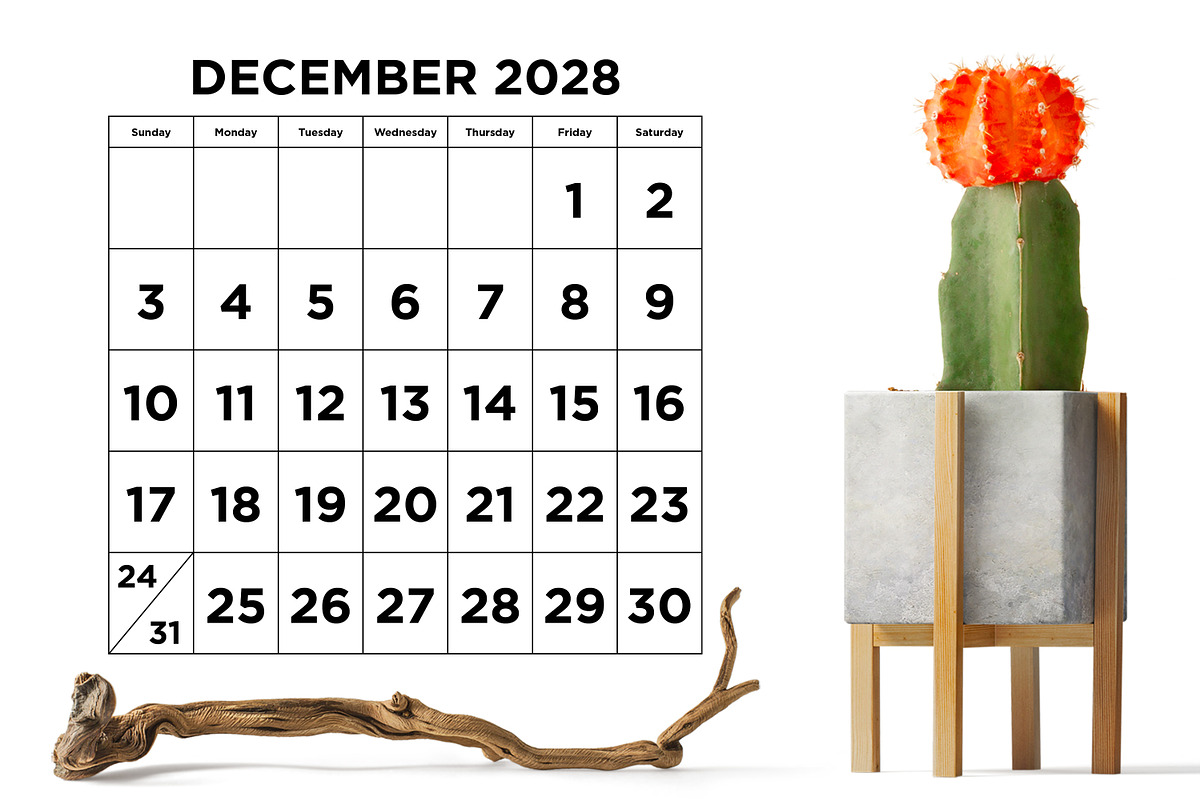 2028 Large Number 8.5x11 Calendar, a Stationery Template by Running With Foxes (Photo 5 of 5)