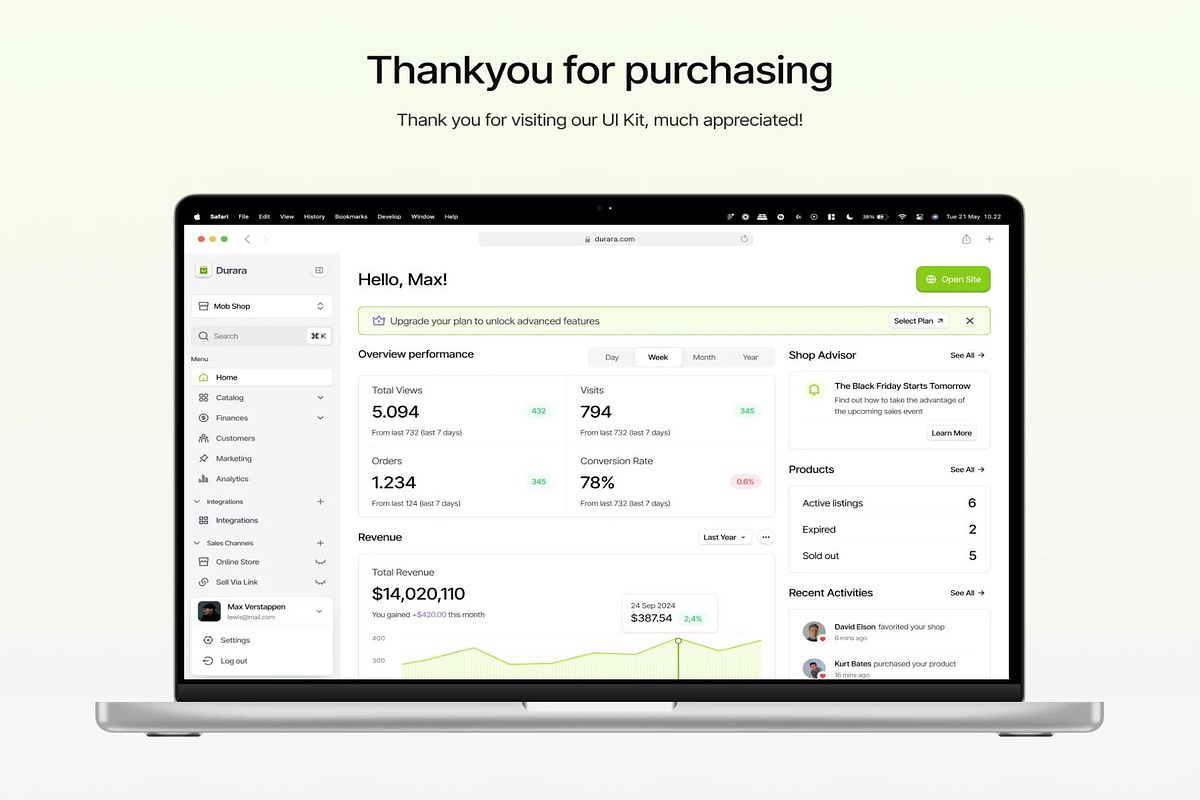 Durara - E-Commerce Maker Dashboard, an UI Kit Template by Creative Perspective (Photo 8 of 8)