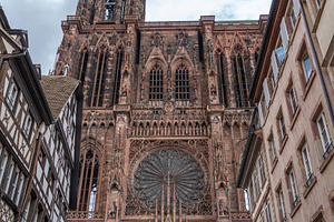 Strasbourg Cathedral viewed from the narrow street, an Architecture Photo by GoodGoods
