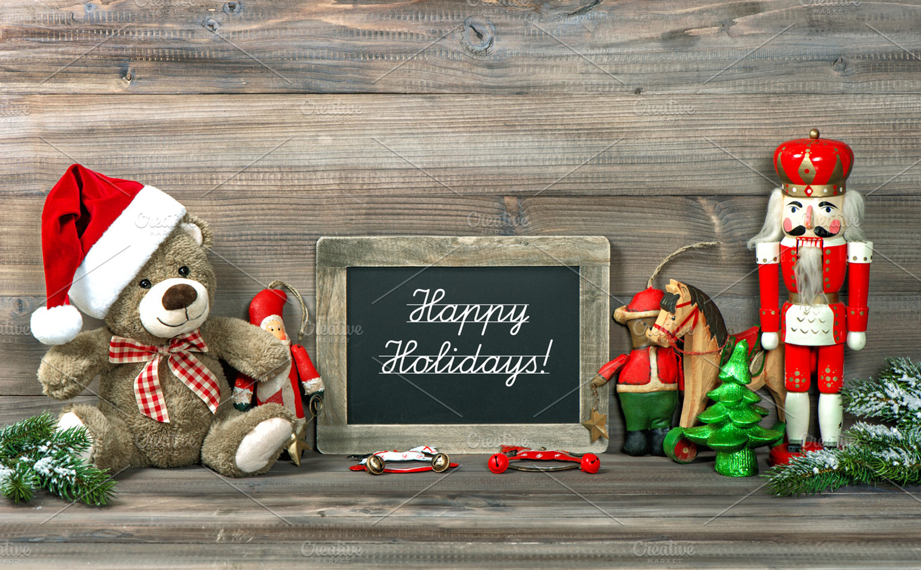 Christmas decoration old toys containing christmas, decoration, and teddy, a Holiday Photo by LiliGraphie
