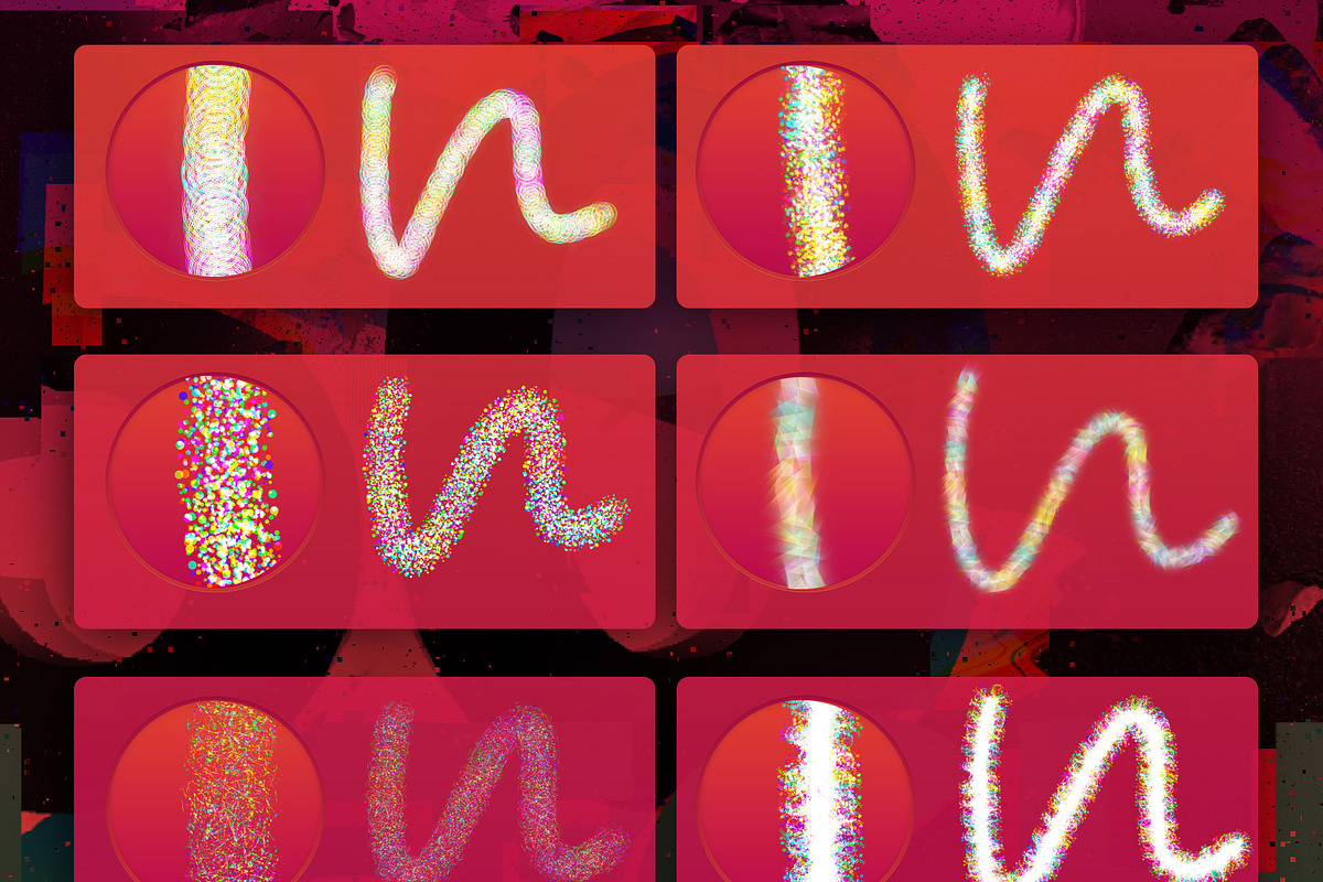 50 procreate glitch brushes, a Brush Add-On by Endete & Mazak brushes (Photo 4 of 9)
