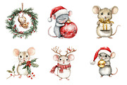 Whimsical Christmas Mouse Clipart, a Seasonal Illustration by Designking (Thumbnail 2 of 4)