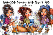 Whimsical Camping Girl Clipart PNG, an Illustration by OK Design (Thumbnail 1 of 6)