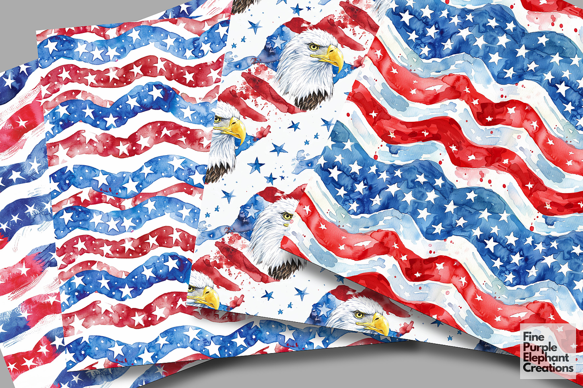 4th of July Watercolor Independence, a Pattern Graphic by Fine Purple Elephant (Photo 4 of 5)