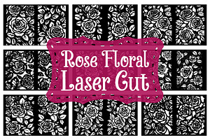 Rose Floral Laser Cut Panel Bundle, an Illustration by Gfx_Store