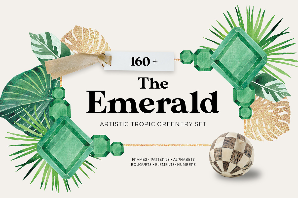 The Emerald  tropic greenery set, an Illustration by Beauty Drops (Photo 1 of 8)