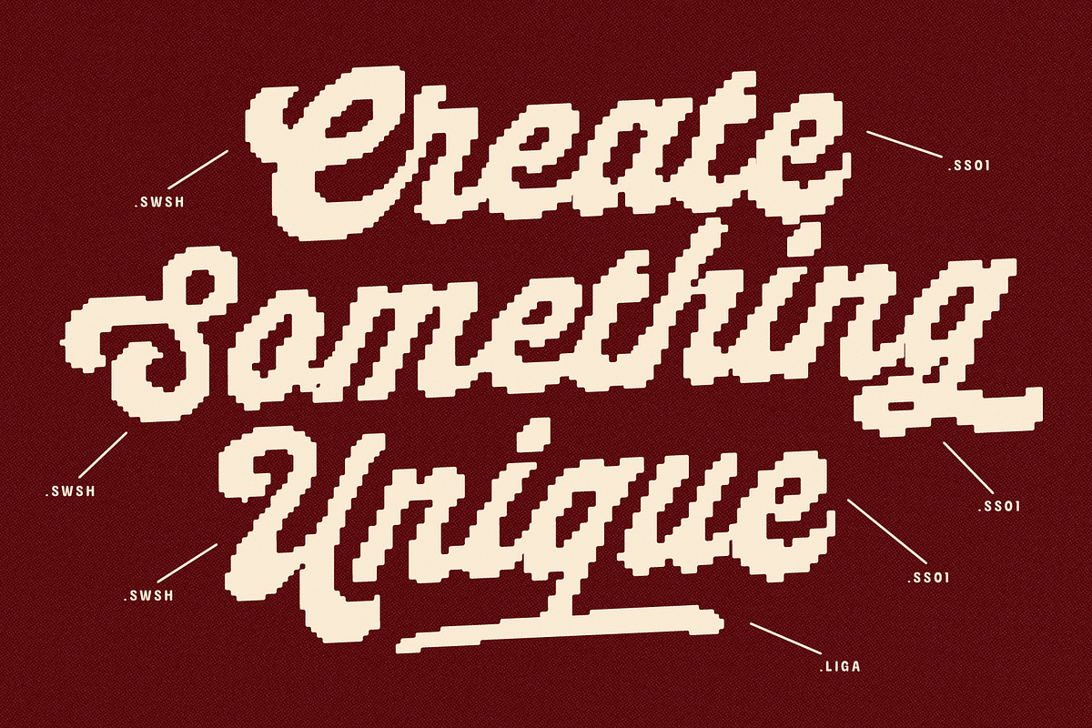 Pasta Monday Pixel Script, a Script Font by The Native Saint Club (Photo 13 of 15)