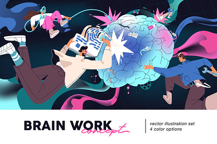 Brain work, mind and AI concept, a Person Illustration by PaperTrident