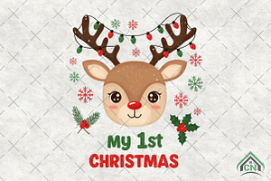 My 1st Christmas Reindeer PNG, an Illustration by Craft Nest