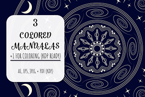 Colored Mandala Backgrounds Set