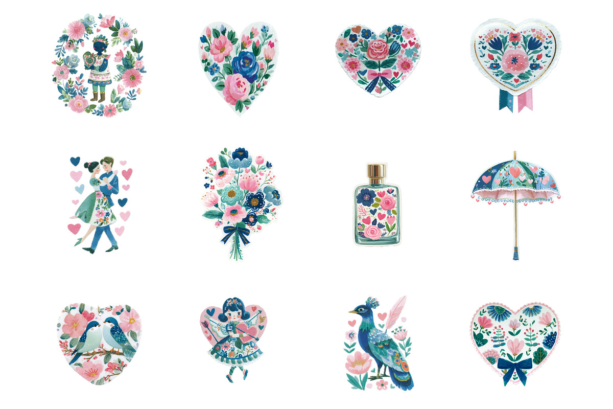 Victorian Valentine Bundle Clipart, an Illustration by Designking (Photo 2 of 5)