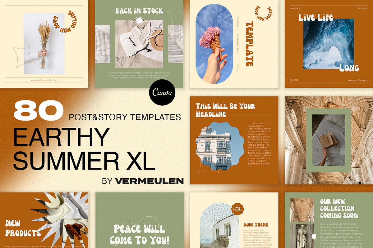 Instagram Social Media CANVA Earthy, a Social Media Template by Vermeulen Design Studio (Photo 1 of 6)
