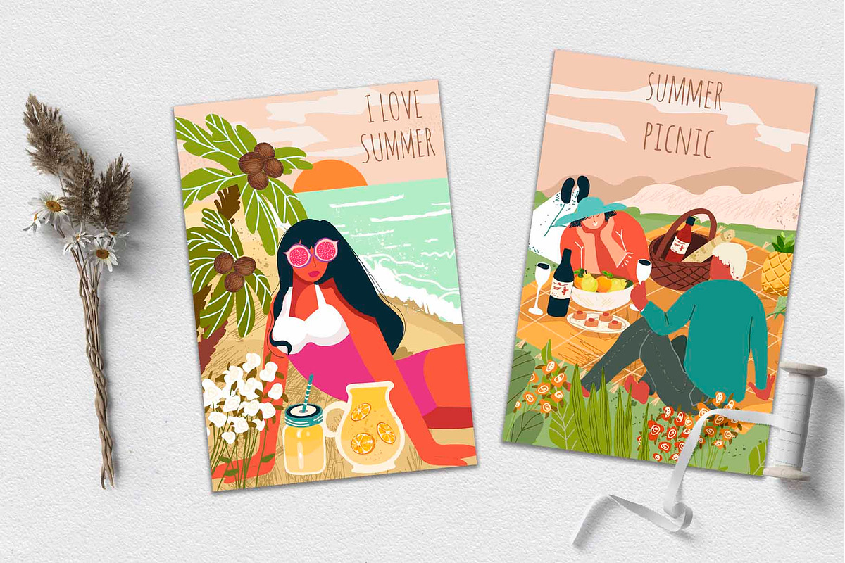 Summer mood, vibes cards set, a Seasonal Illustration by NataLyaroArt (Photo 7 of 9)