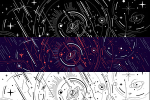 Abstract Space Line Art Set