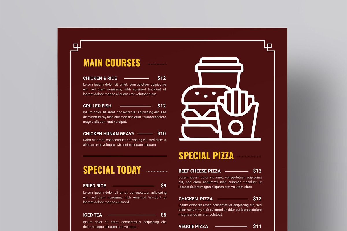 Modern Restaurant Food Menu Poster, a Flyer Template by MightyDesign (Photo 2 of 8)