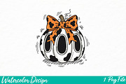 Coquette Cow Print Pumpkin, an Illustration by Watercolor design (Thumbnail 1 of 3)