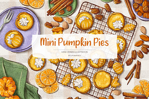 Mini Pumpkin Pies Illustration