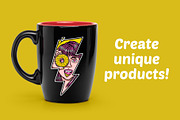 woman holding a donut with lightning, an Illustration by gunaonedesign (Thumbnail 2 of 4)