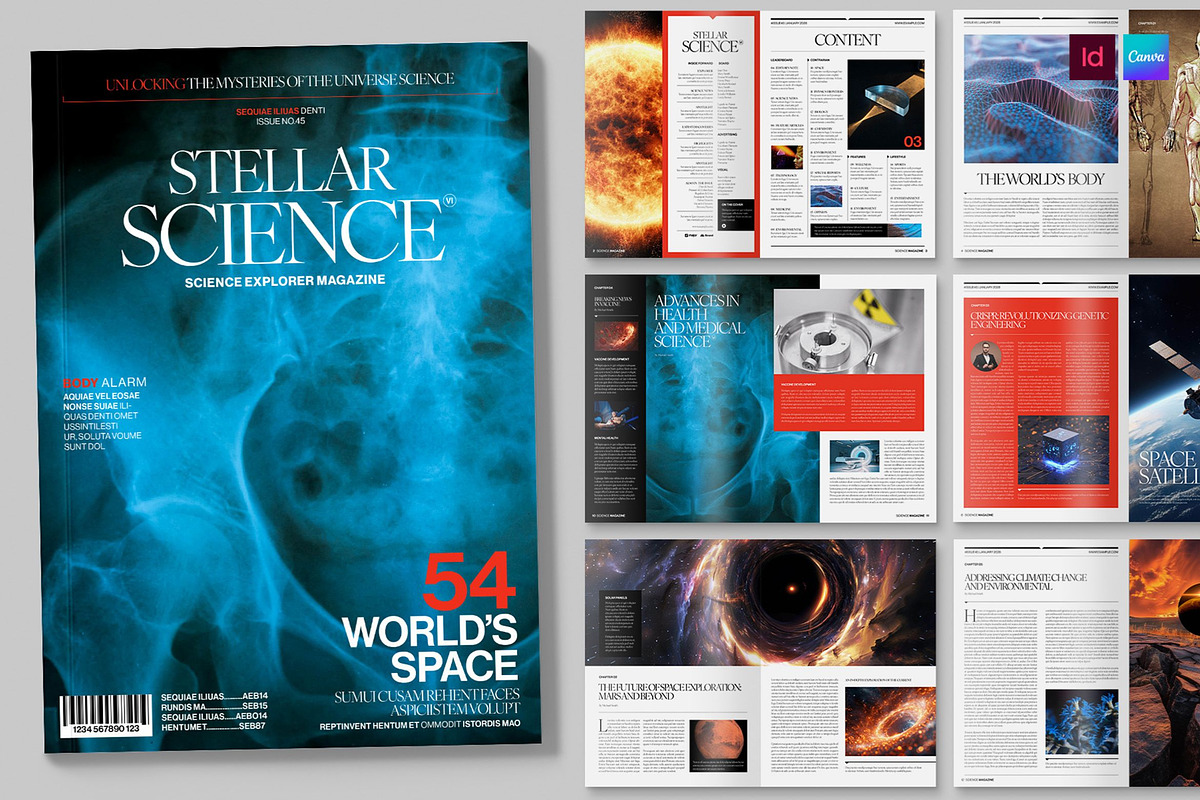 Science Magazine Template, a Magazine Template by BrandPacks