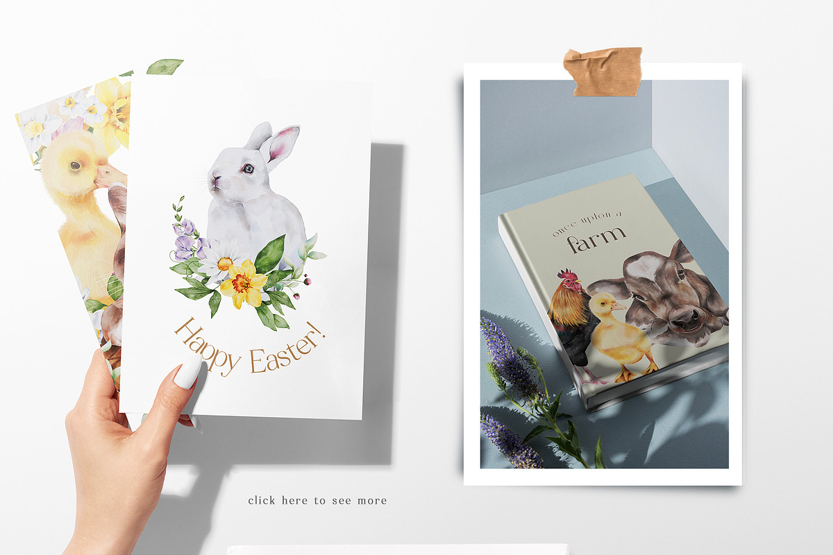 Farm Animals & Flowers Watercolour, an Animal Illustration by Busy May Studio (Photo 5 of 11)