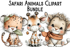 Safari Animals Clipart, an Illustration by Pixels.Craft