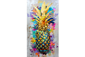 Vibrant pineapple abstract art with, a Food Illustration by Lermont51