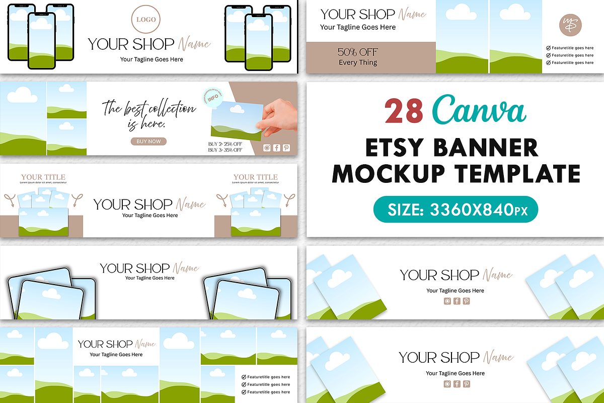 28 Etsy Banner Canva Templates, a Mockup by Waliullah Solutions (Photo 1 of 4)