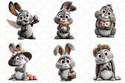 Whimsical Easter Bunny Rabbit Clipar, an Illustration by Black Bird Studio (Thumbnail 3 of 6)