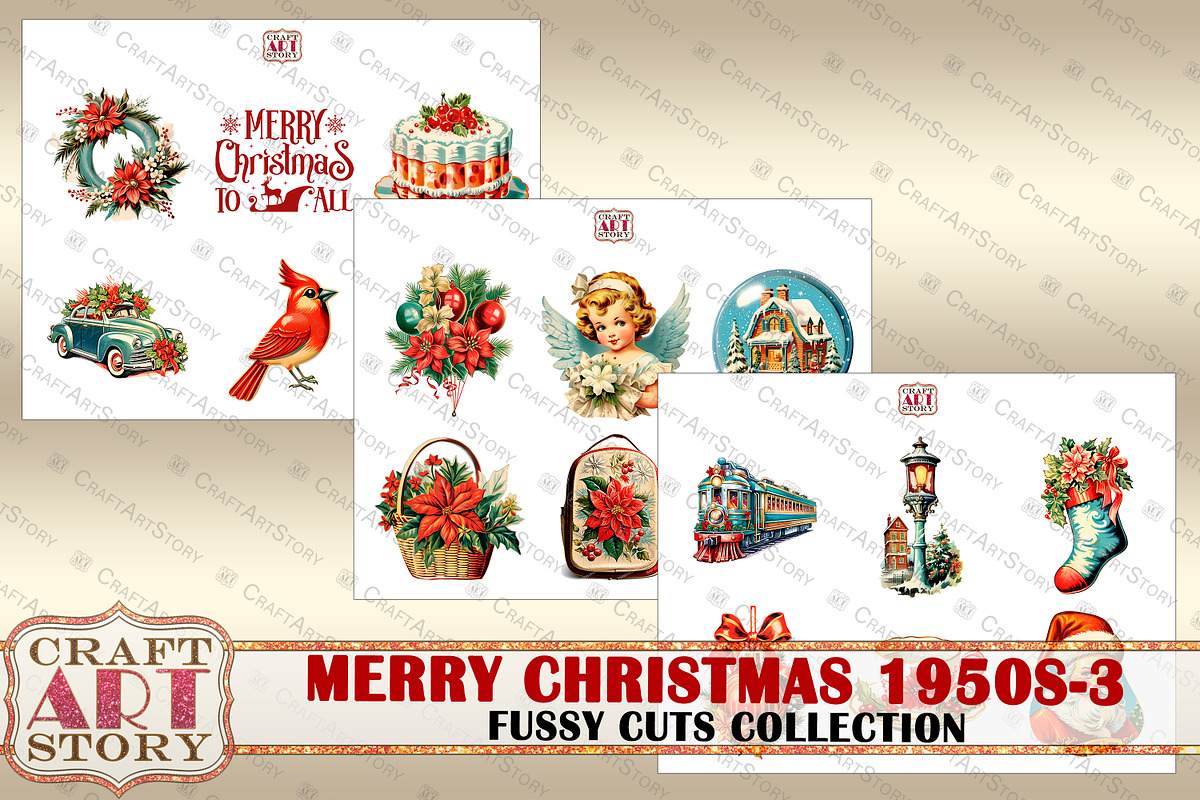 Merry Christmas Fussy-3 Cuts, a Person Illustration by CraftArtStory (Photo 2 of 6)