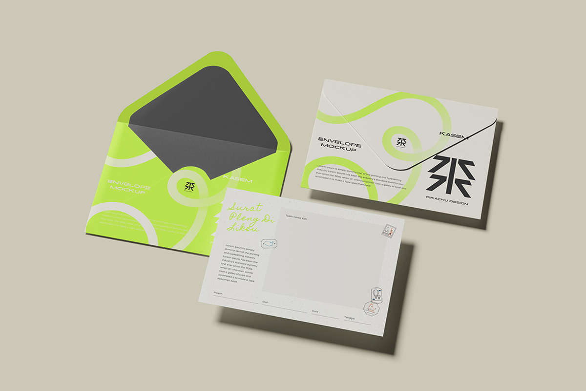 Envelope Mockup, a Merchandise Mockup by Pikachudesign