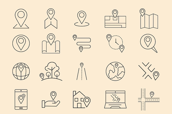 Location & Map Navigation Icons Set preview 2