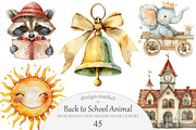 Back to School Animal Clipart, an Illustration by Design Market (Thumbnail 1 of 5)