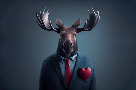 moose in love. Valentine's Day greeting card. Generative Ai, an Animal Photo by Ales Munt