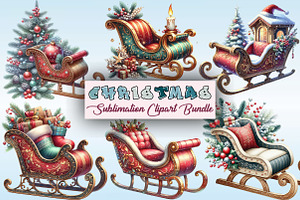 Christmas Sleigh Sublimation Clipart