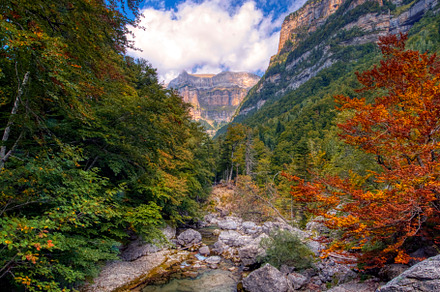 The most popular route in the Ordesa Valley, from the Pradera de Ordesa to the, a Nature Photo by CreativePhotoSpain
