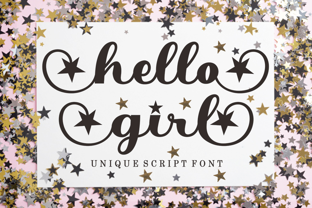 Hello Girl Unique Font, a Script Font by Bosstype Studio (Photo 1 of 9)