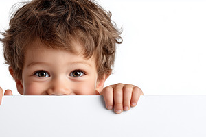 Cute toddler peeking over a white, a Person Photo by MistyDay