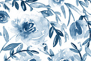 Watercolour blue floral pattern, a Pattern Graphic by Anya-D (Thumbnail 3 of 4)