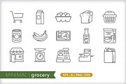 Minimal grocery icons, an Outline Icon by Picture Window (Thumbnail 1 of 5)