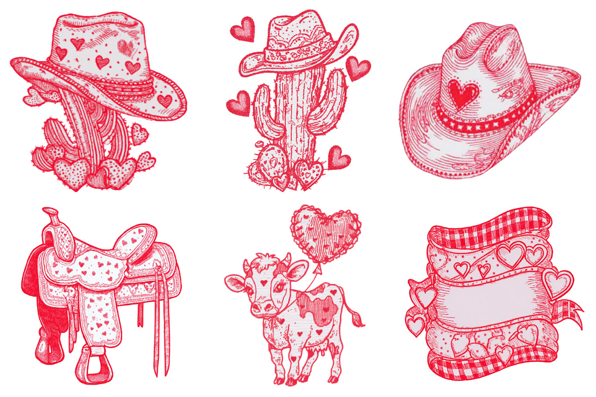 Western Valentine's Day Line Art, an Illustration by Design Market (Photo 3 of 3)