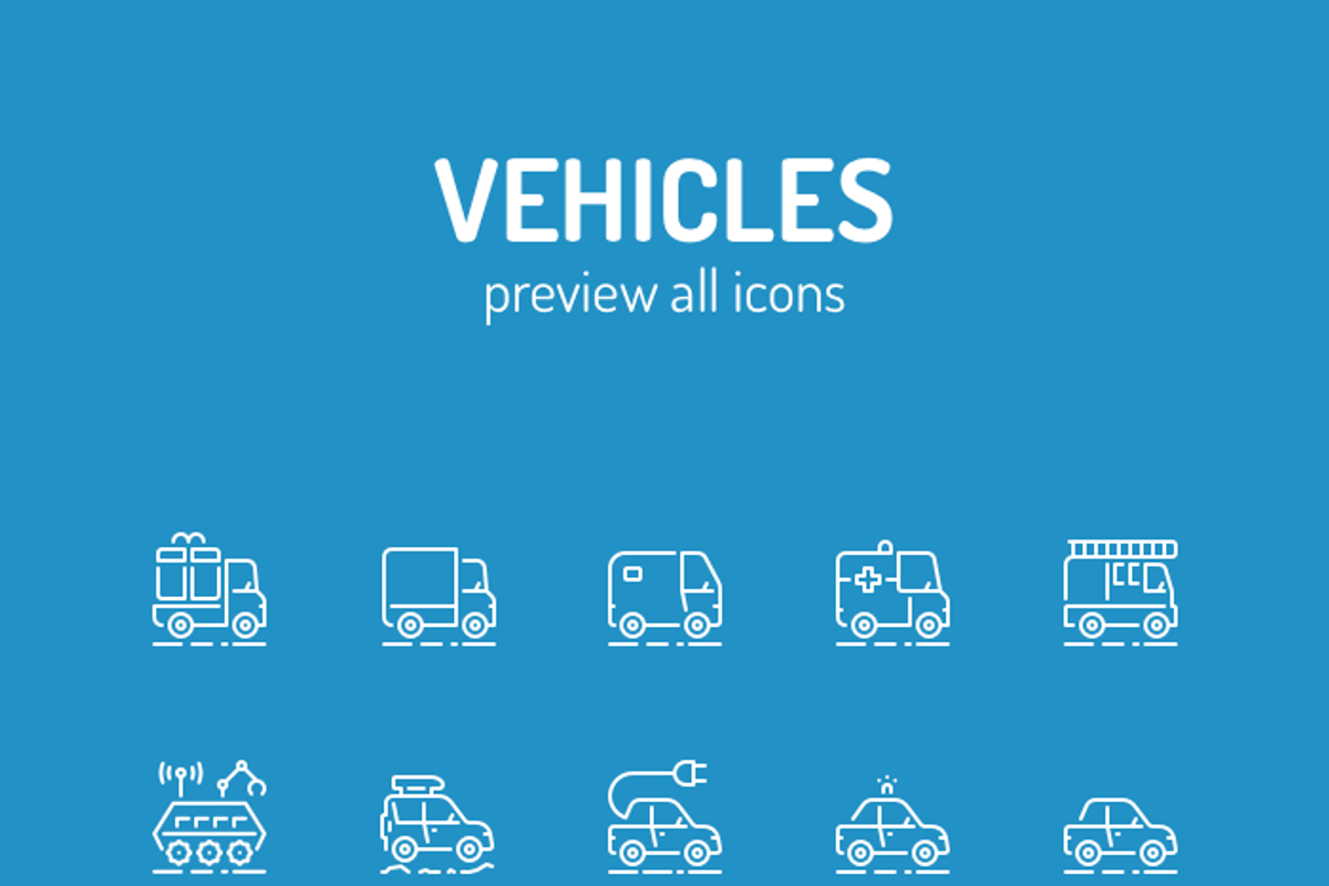 Vehicles Line Icons, an Outline Icon by PixelBazaar (Photo 2 of 2)