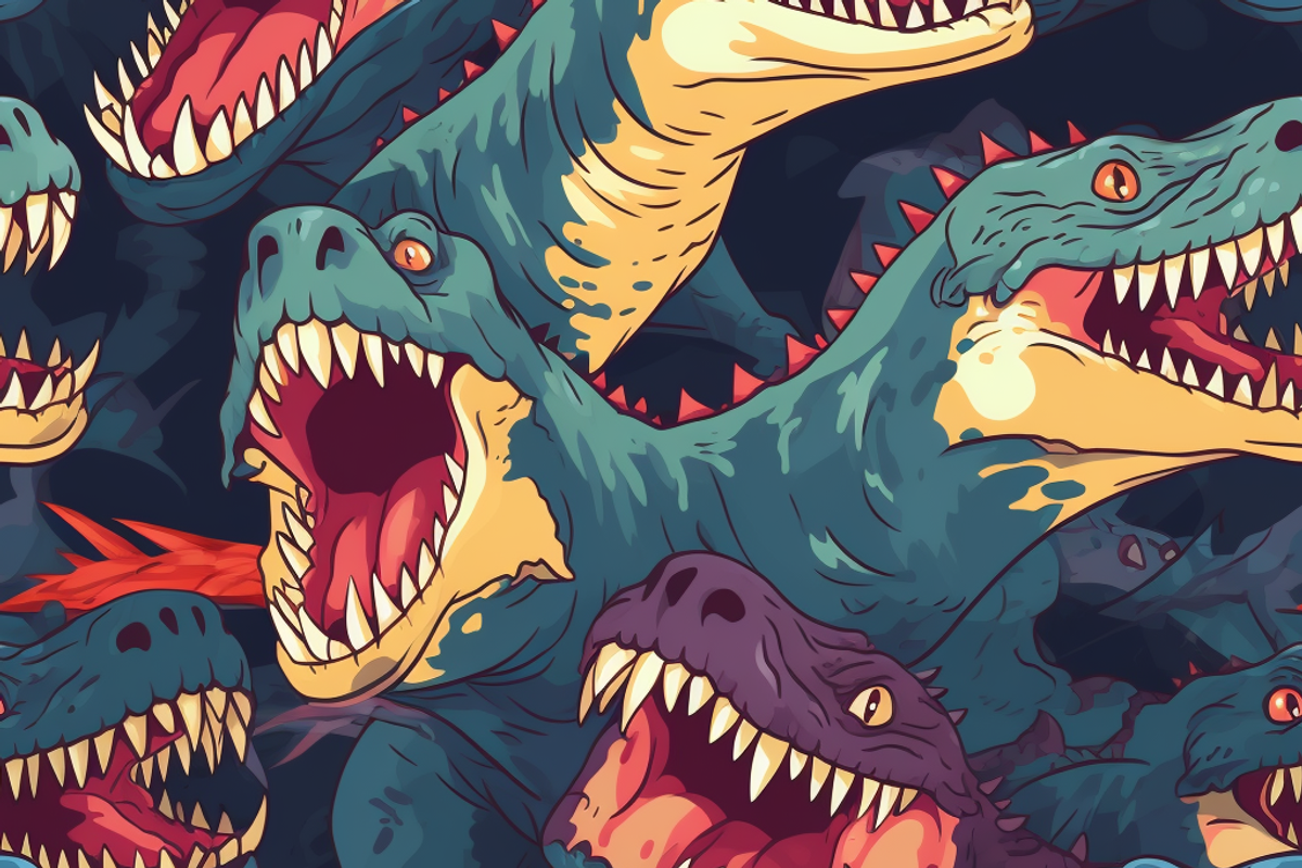 12 Seamless scary dinosaurs digital, a Pattern Graphic by ZaaxPrintables (Photo 5 of 7)
