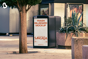 Trash Bin Billboard Mockup PSD