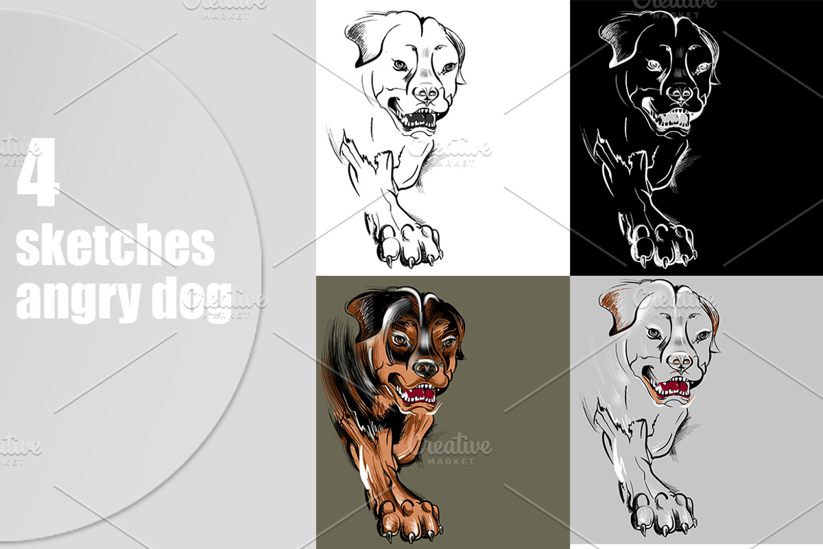French bulldog and angry dog, an Animal Illustration by Allween (Photo 4 of 7)
