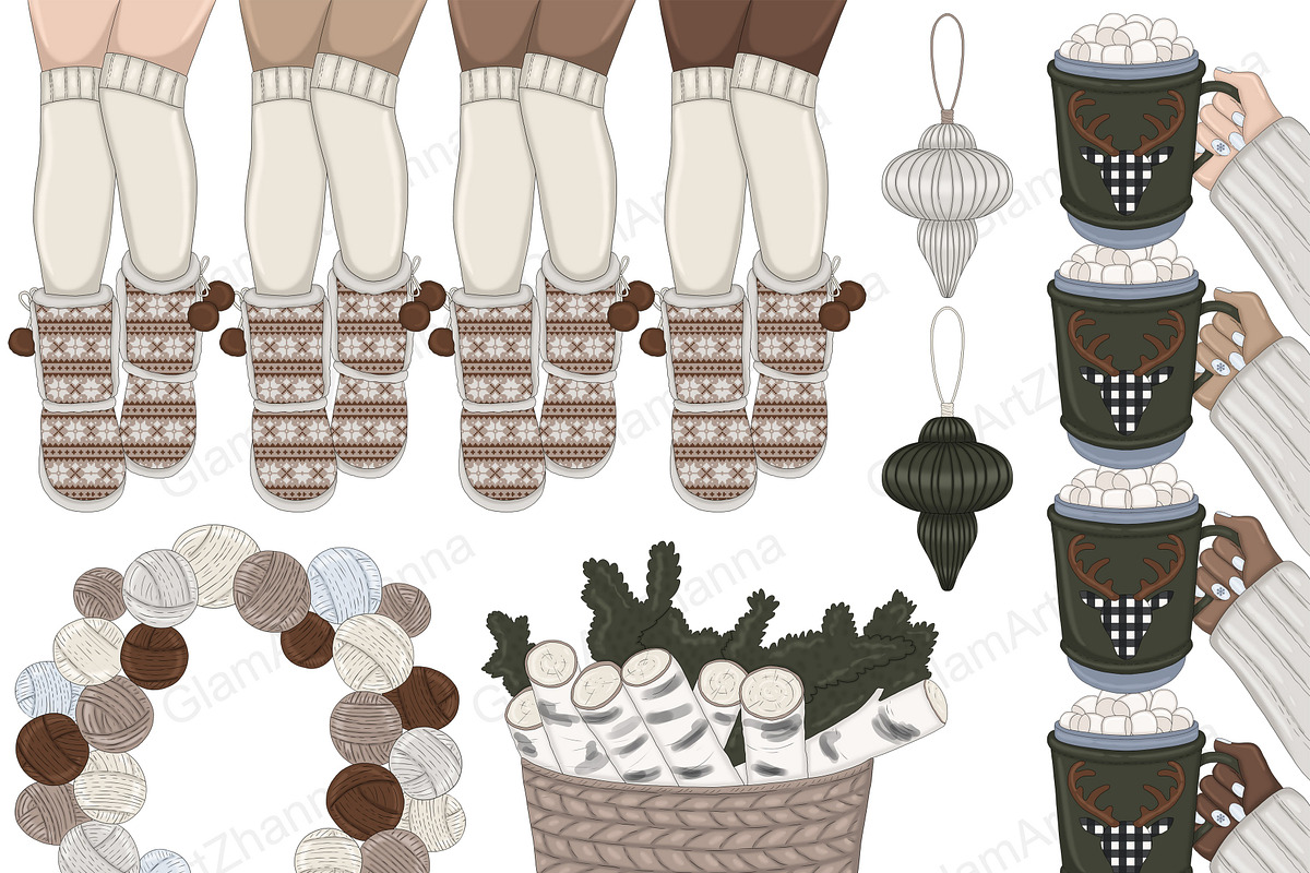 Cozy Season Clipart, a Seasonal Illustration by GlamArtZhanna (Photo 3 of 6)