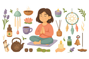 Meditation Set, a Sport Illustration by alexdndz