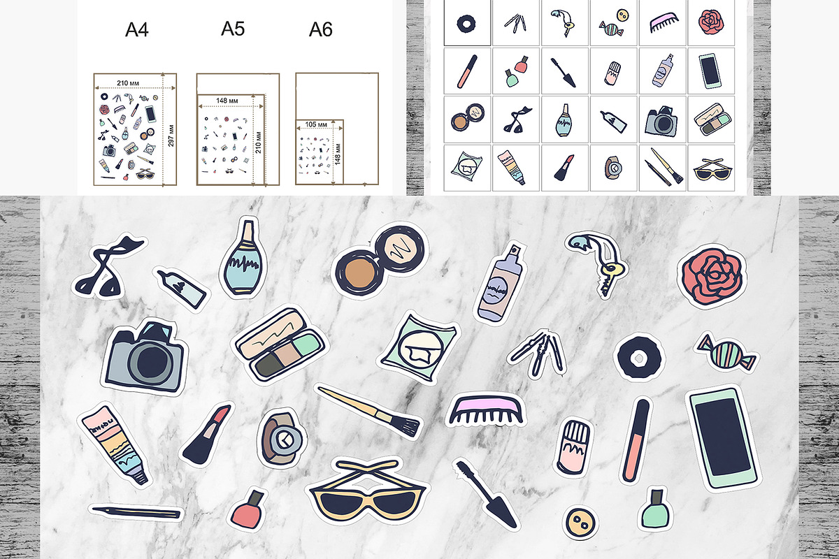 Hand Drawn Makeup & Patterns Kit, a Graphic by IRSYART (Photo 2 of 7)